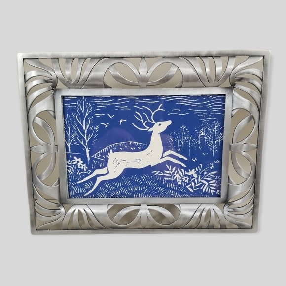 Vintage Greeting Card 5 1/2" x 3 1/2" Photo Easel Back Silvertone Picture Frame - Picture 7 of 8